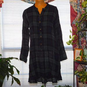 NWT Green & Blue Plaid Long Sleeve Dress UNCLE FRANK  S 6 8